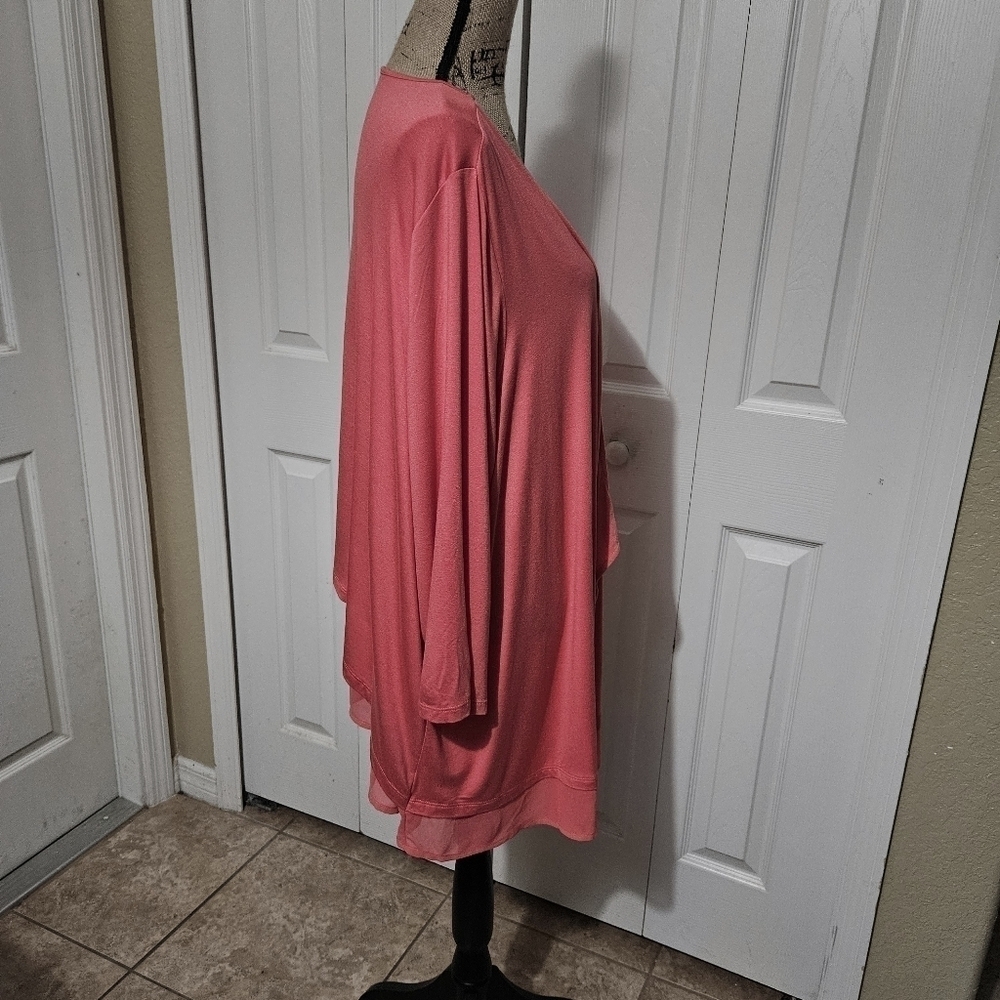 Lane Bryant New Open Waterfall Front Lightweight Coral Cardigan Size 22/24 - Picture 7 of 11